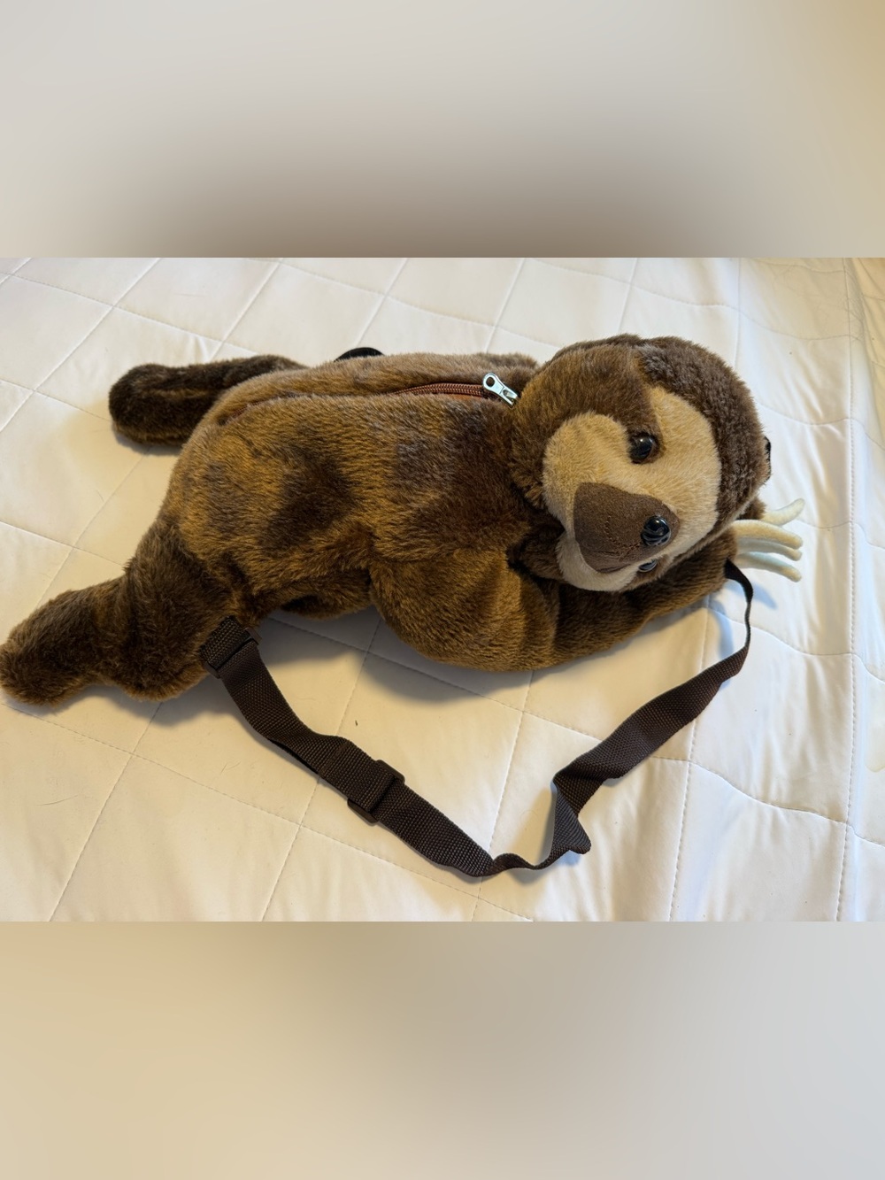 Plush Brown Sloth Backpack - Soft Animal Shoulder Bag